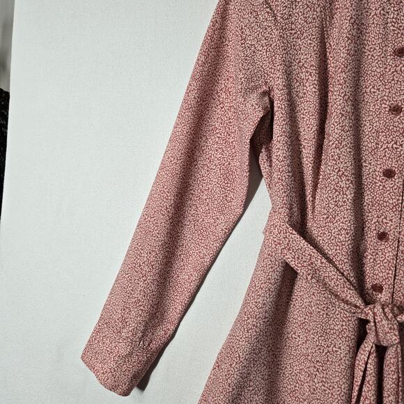 Rachel Parcell Fit & Flare Midi Shirtwaist Dress S Pink White Print Button Tie - Picture 5 of 16